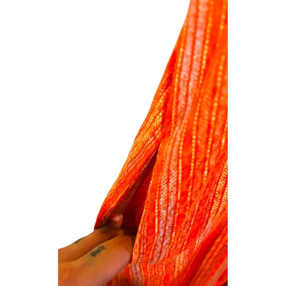 Free People Women's Medium Orange Metallic Stripe Maxi Dress Boho Festival Tie - Picture 5 of 15